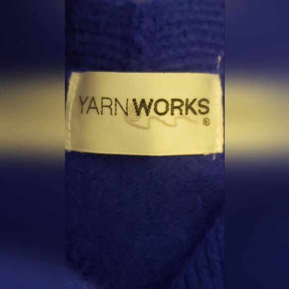 Rabbit Hair & Lambs Wool Royal Blue Knit Sweater with Pearl Buttons Size Medium - Picture 5 of 7